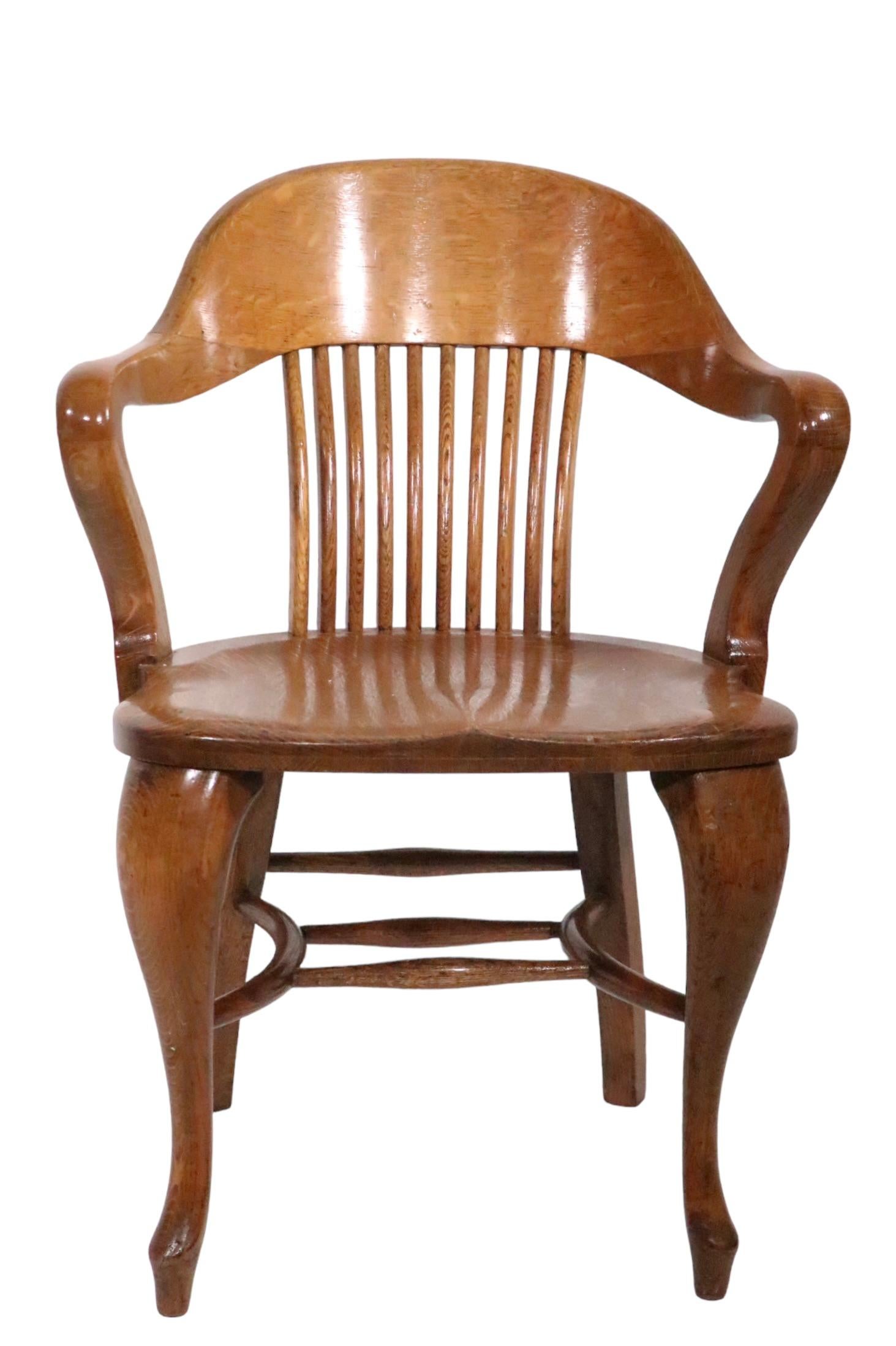 High Style Bank of England Jury Chair in Solid Oak c 1900/1930's  6