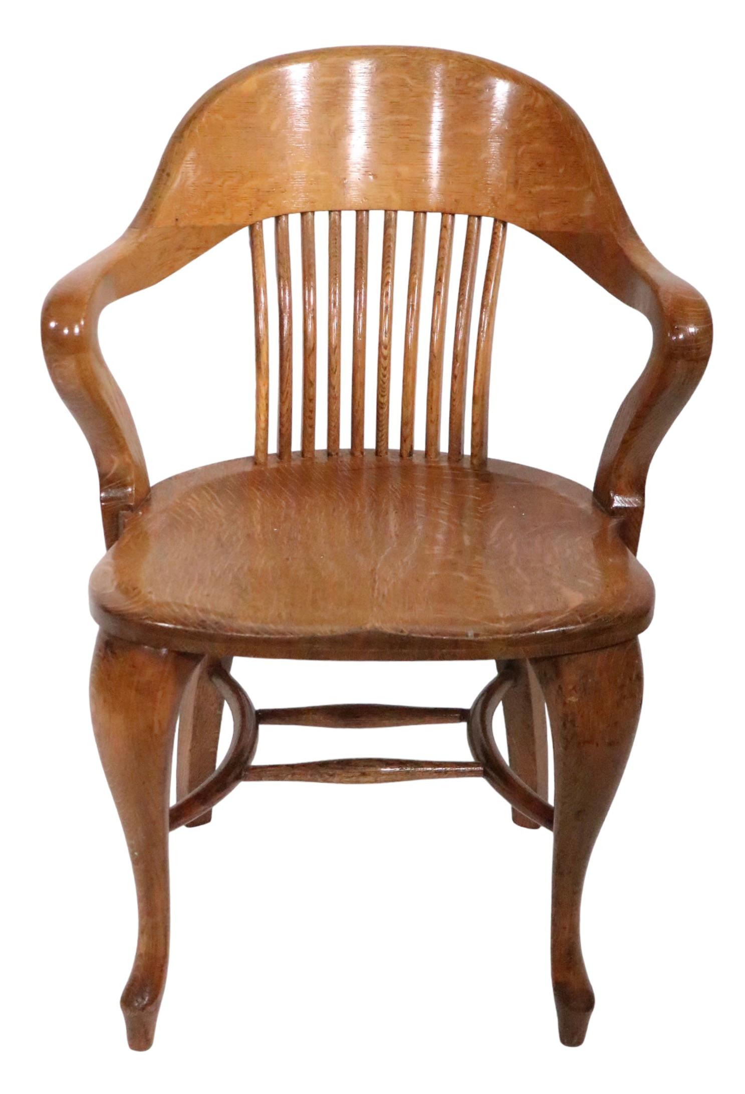 High Style Bank of England Jury Chair in Solid Oak c 1900/1930's 7