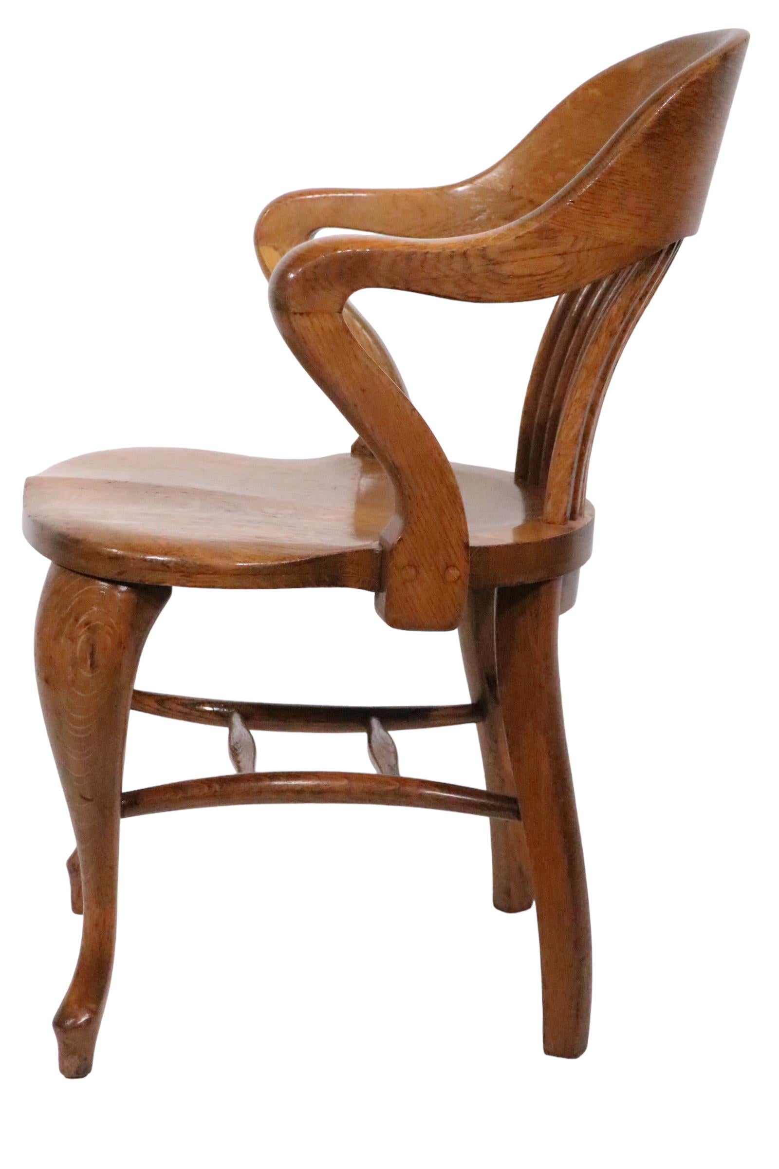 High Style Bank of England Jury Chair in Solid Oak c 1900/1930's  8