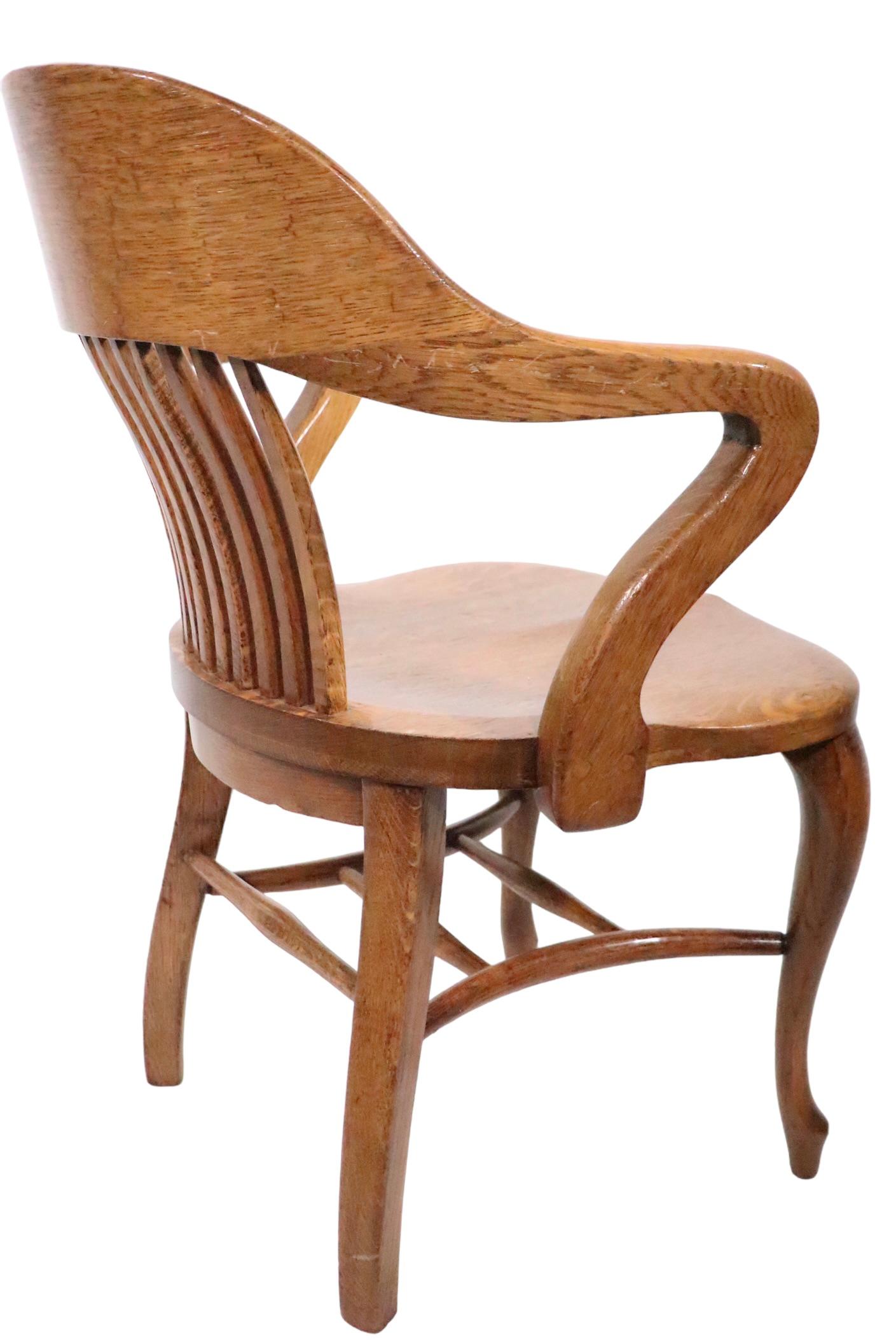 High Style Bank of England Jury Chair in Solid Oak c 1900/1930's  1