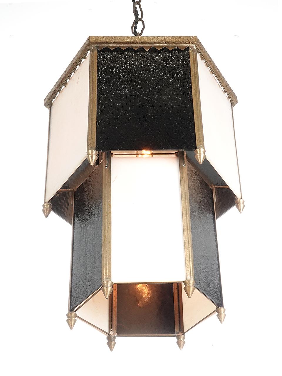 Art Deco High Style Black and White Deco Lamps, Matching Pair