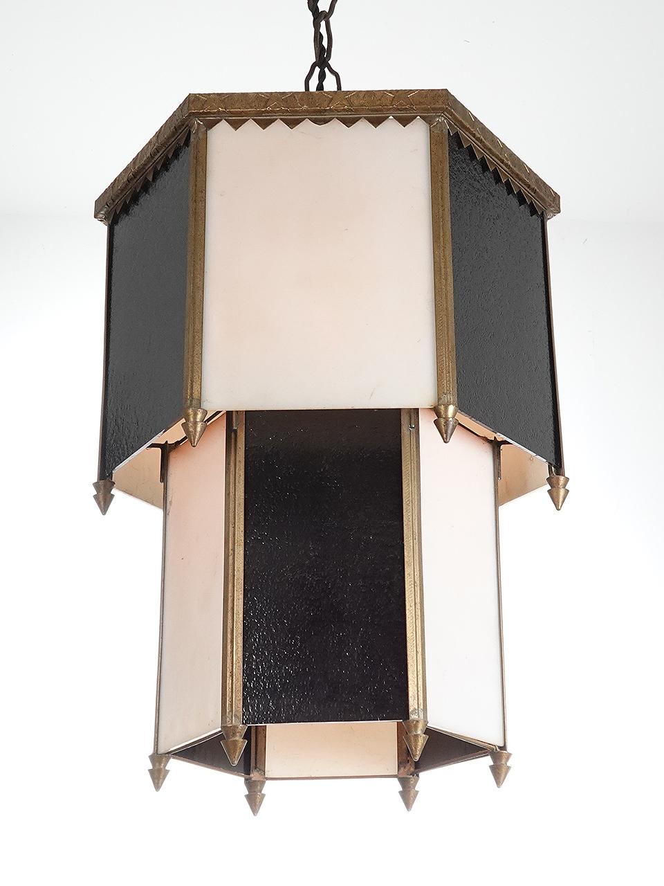 20th Century High Style Black and White Deco Lamps, Matching Pair