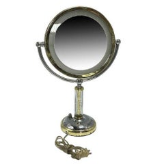 High Style Brass & Chrome Florescence Magnifying Vanity/Jewelry Mirror