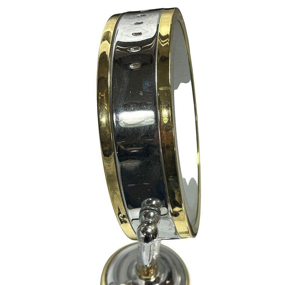 Americano Specchio d'ingrandimento per vanità/gioielli in ottone e cromo di stile elevato in vendita