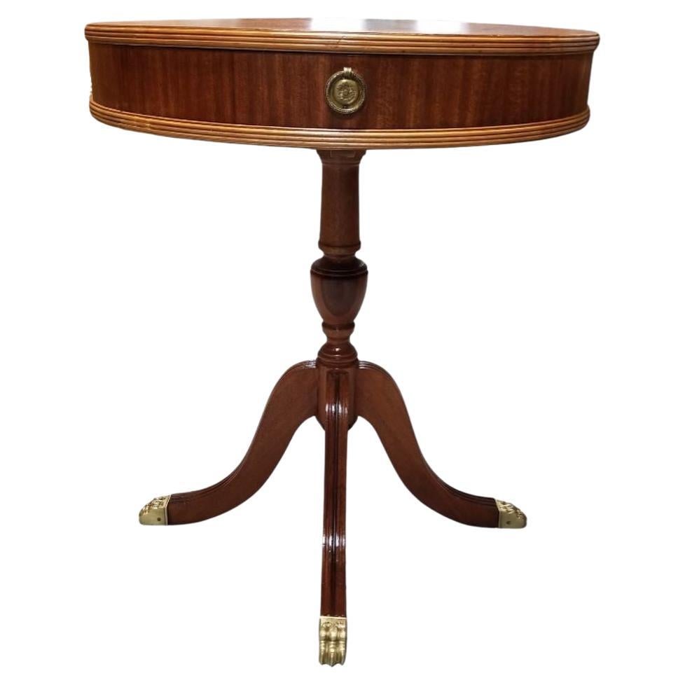 High Style Chippendale Round Side Table w/ Drawer