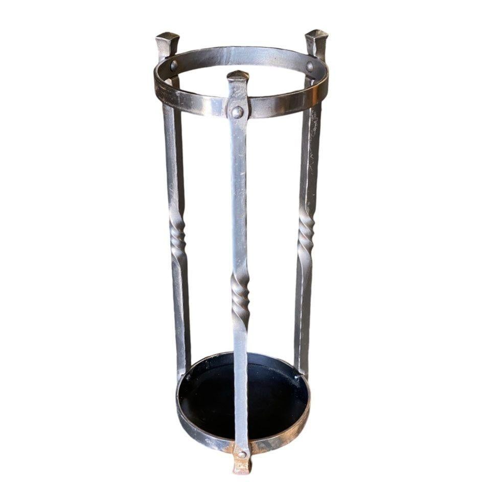 American High Style Chromed Iron Art Deco Umbrella and Cane Holder Stand For Sale