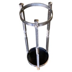 High Style Chromed Iron Art Deco Umbrella and Cane Holder Stand