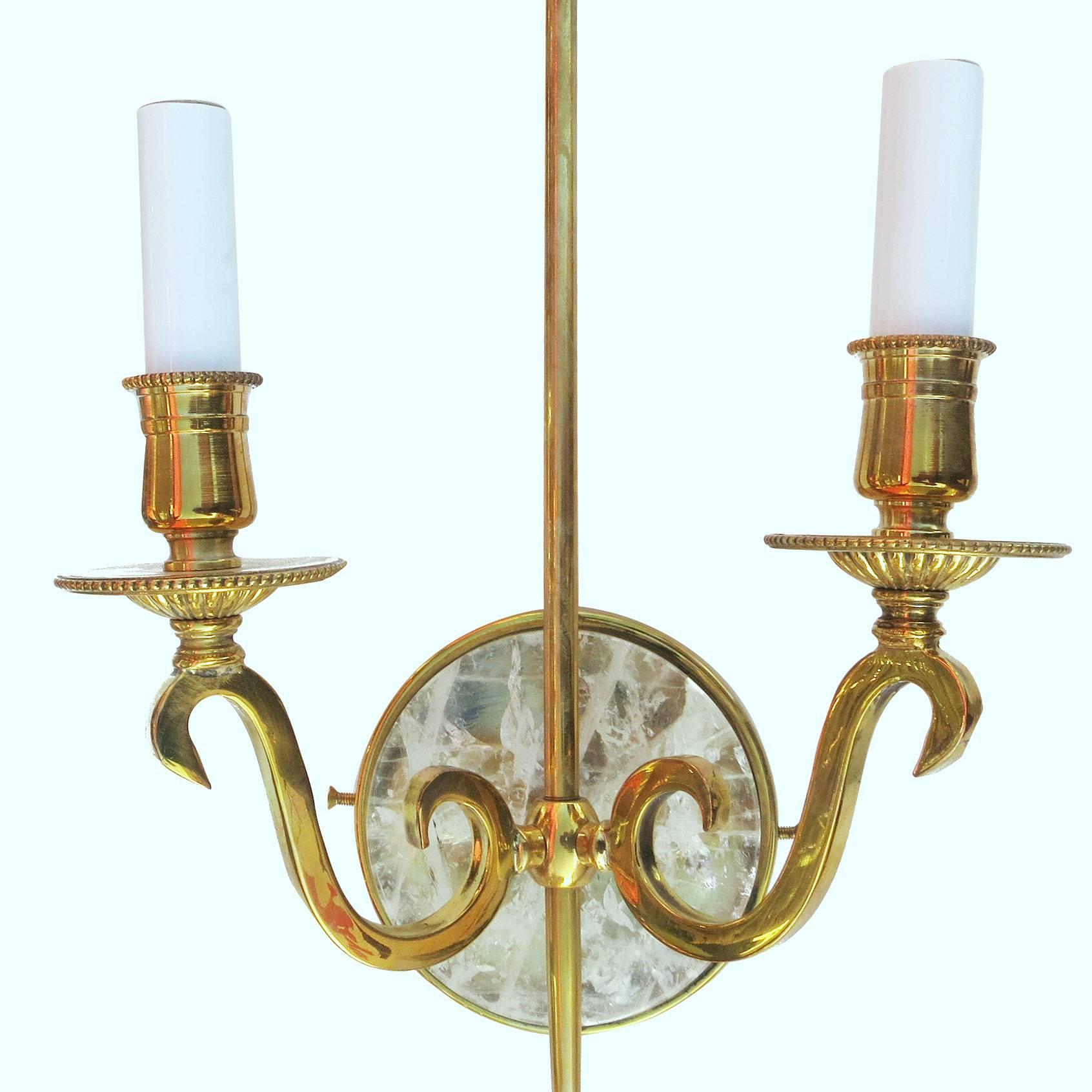 High Style Double Arm with Sconce with Solid Brass and Rock Crystal im Zustand „Hervorragend“ in Van Nuys, CA