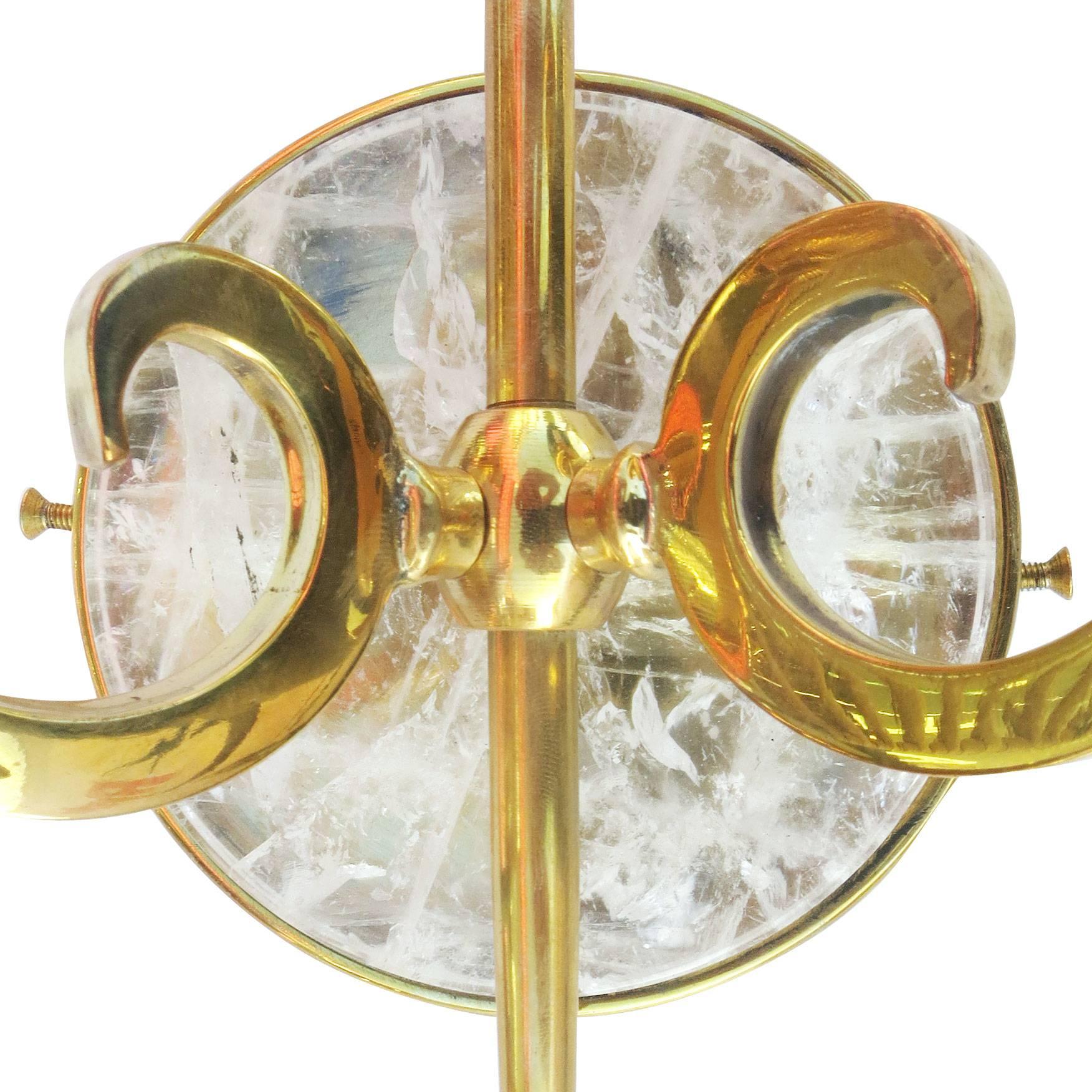 High Style Double Arm with Sconce with Solid Brass and Rock Crystal (21. Jahrhundert und zeitgenössisch)