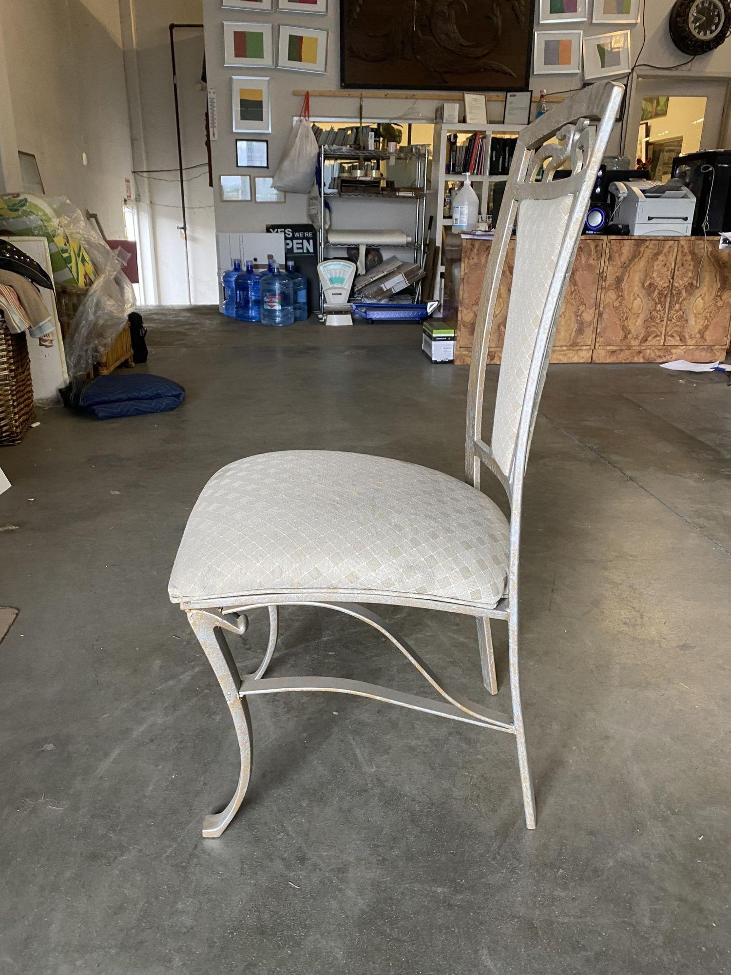 High Style Formal Dinning Steel Side Chair, Set of 4 In Excellent Condition For Sale In Van Nuys, CA