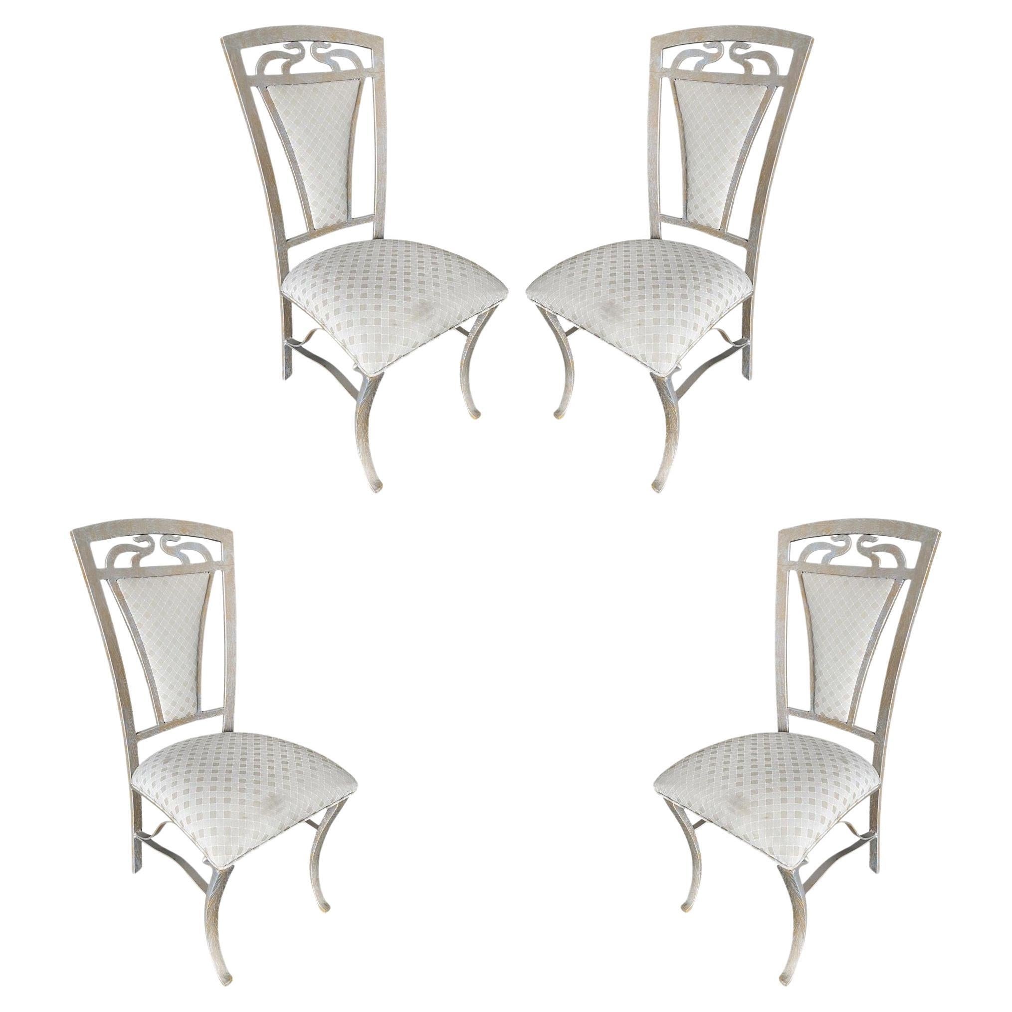 High Style Formal Dinning Steel Side Chair, Set of 4 For Sale