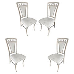 Retro High Style Formal Dinning Steel Side Chair, Set of 4