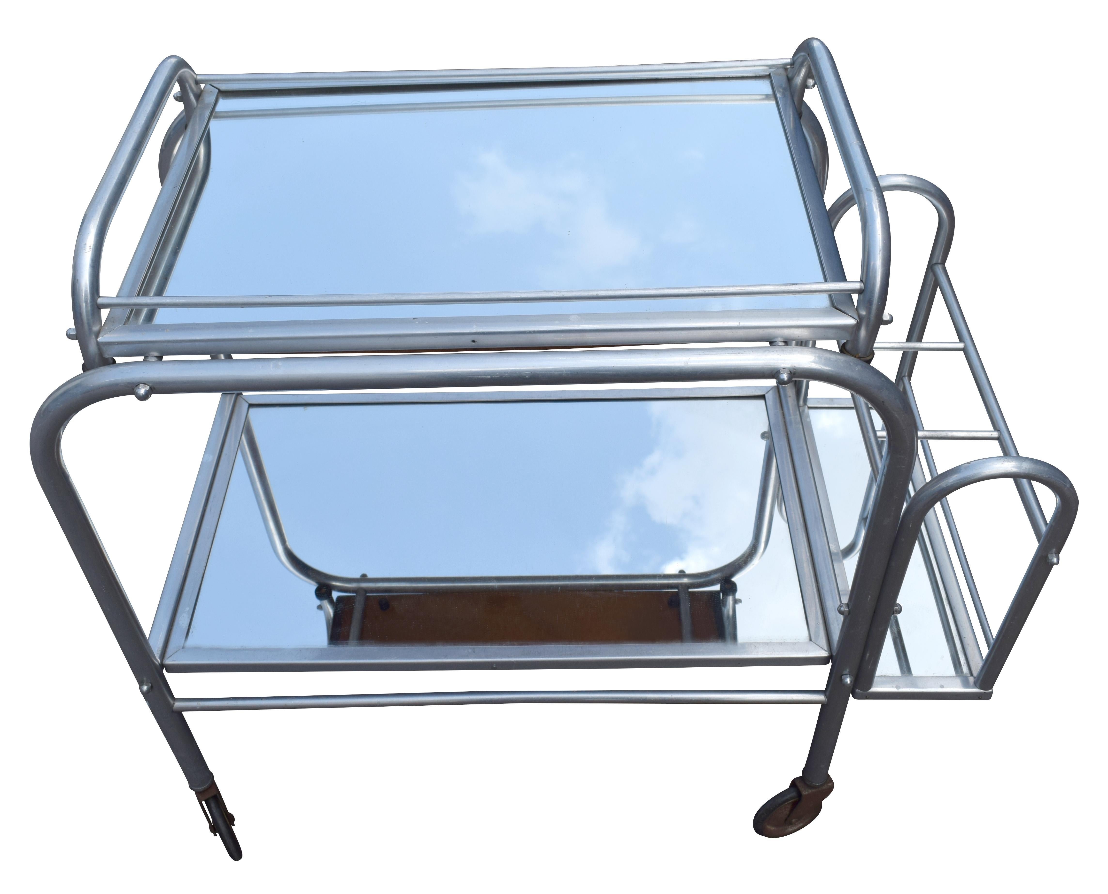 High Style French 1930s Art Deco Chrome Trolley Cart In Good Condition For Sale In Devon, England