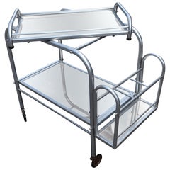 High Style French 1930s Art Deco Chrome Trolley Cart
