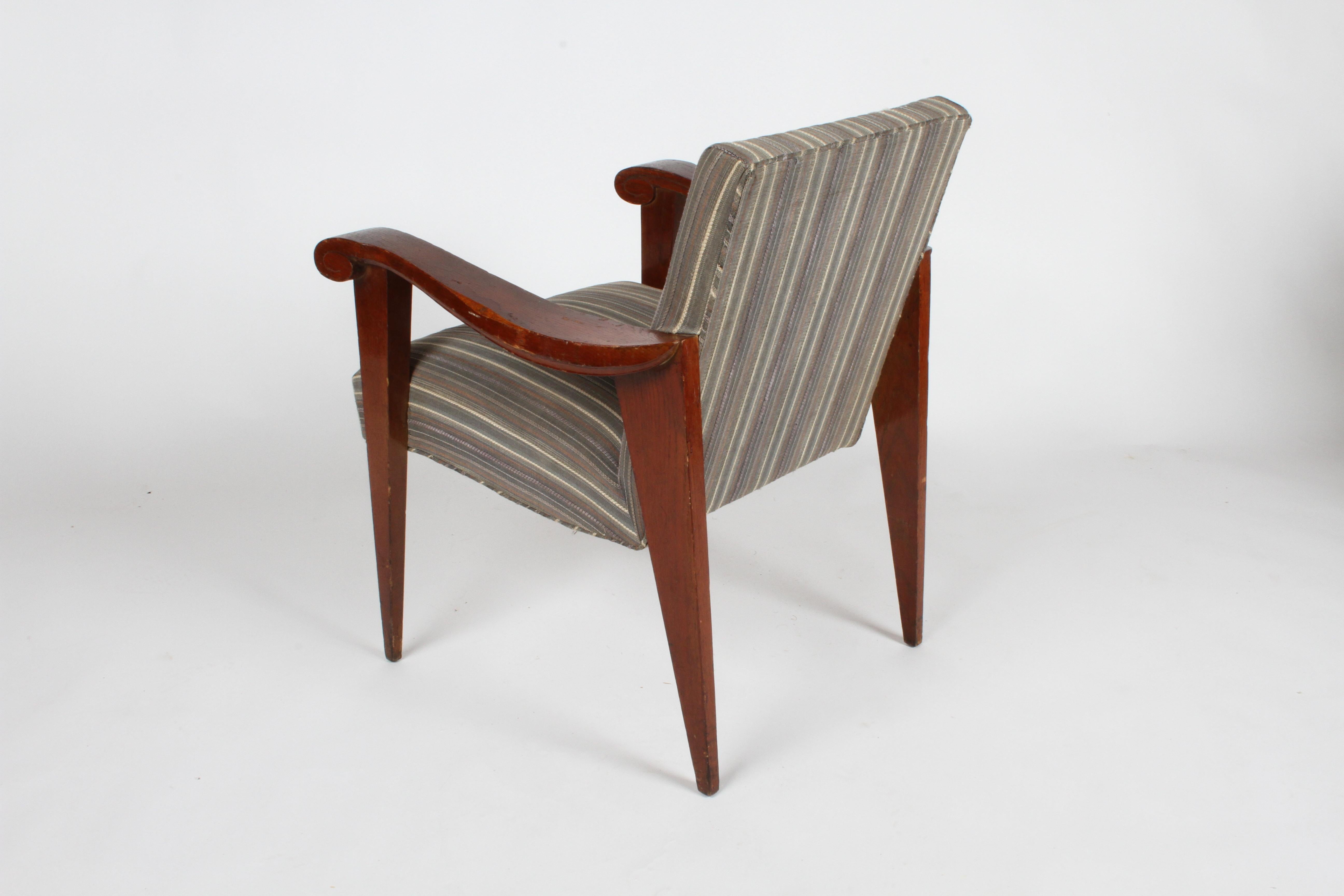 Upholstery High Style French Deco Sculpted Arm Occasional Chair For Sale