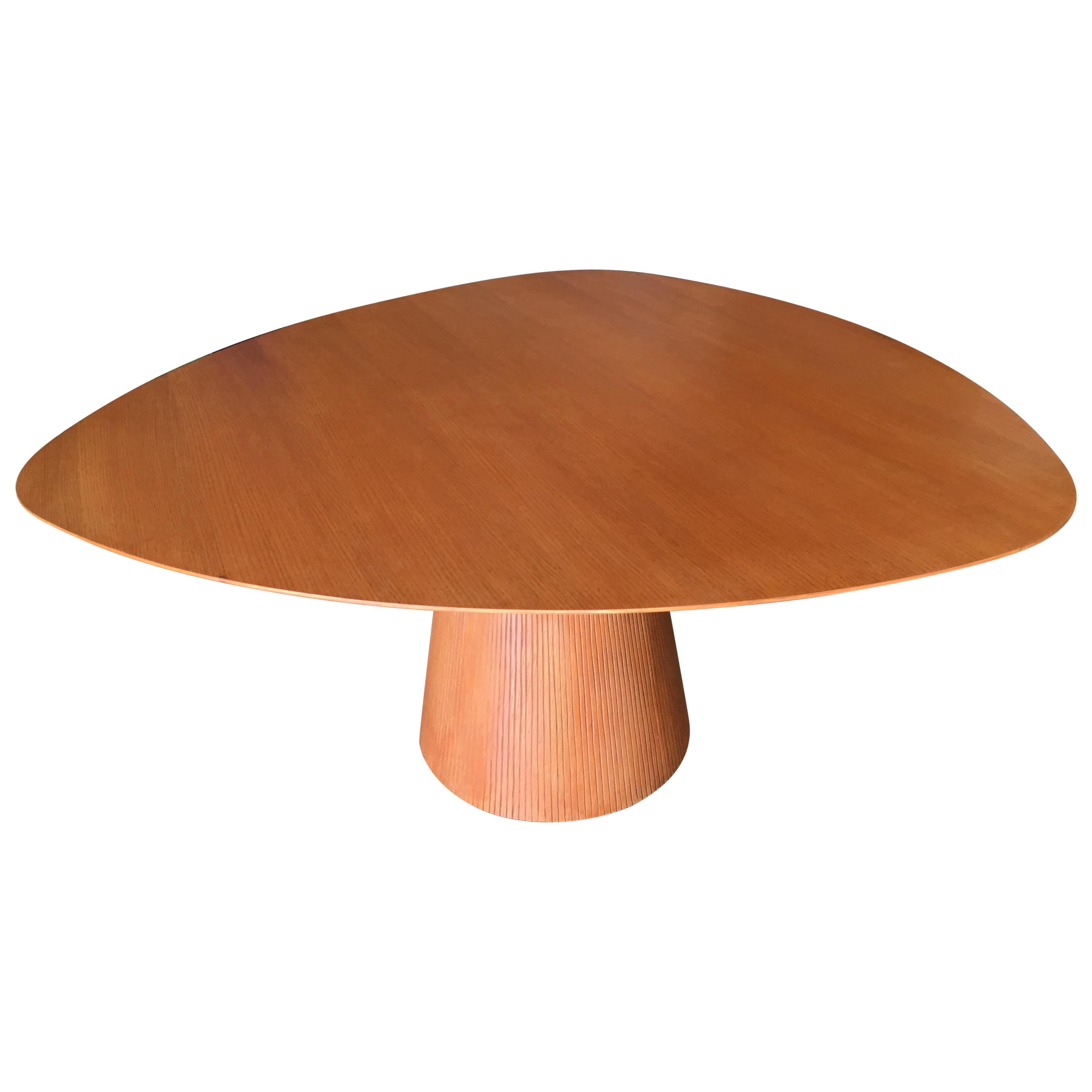 High Style Guitar Pick Shaped "Knife Edge" Dining Room Table with Tapered Base