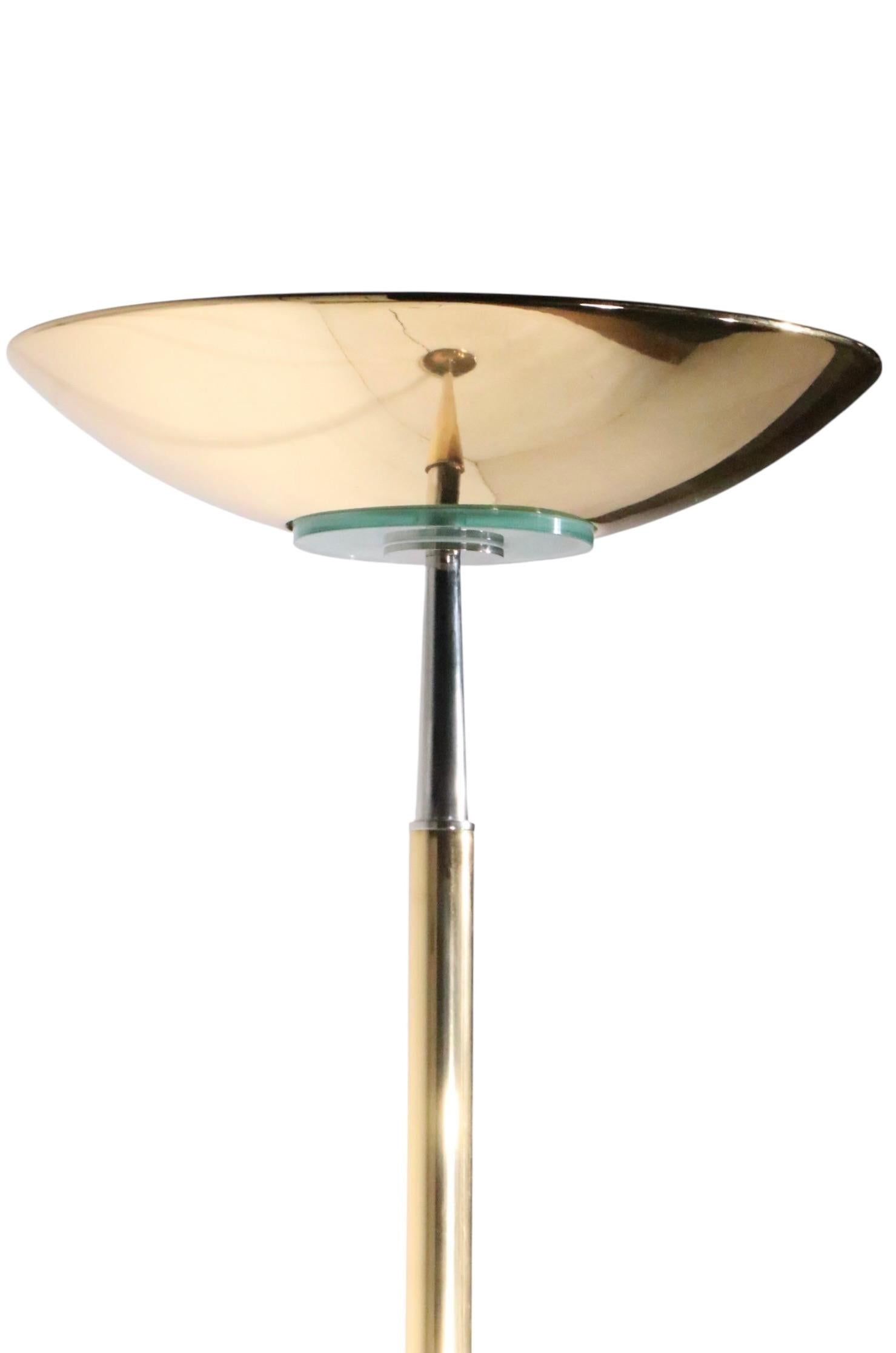 High Style Hollywood Regency Postmodern Brass Halogen Torchiere Made in Italy For Sale 5