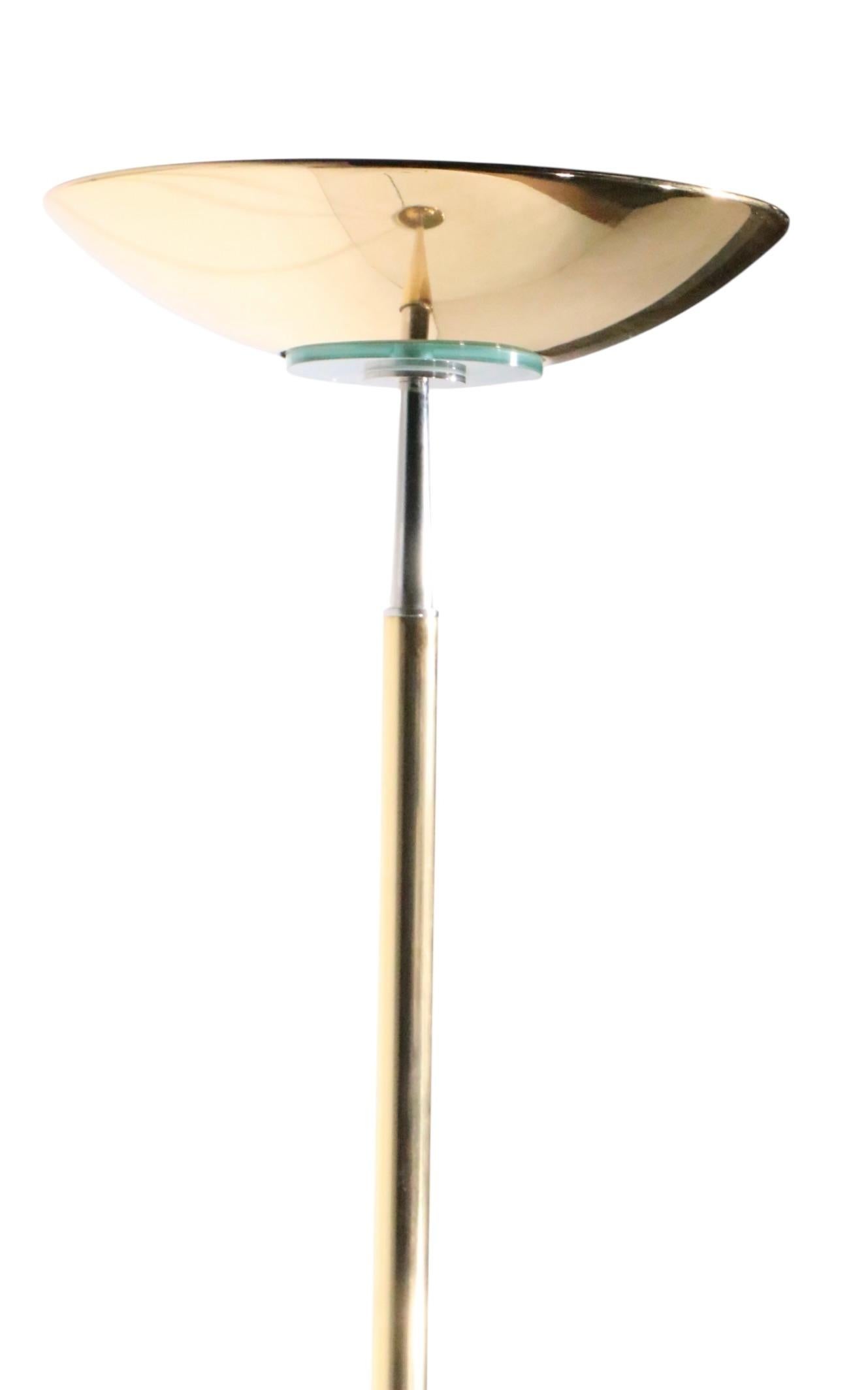 High Style Hollywood Regency Postmodern Brass Halogen Torchiere Made in Italy For Sale 6