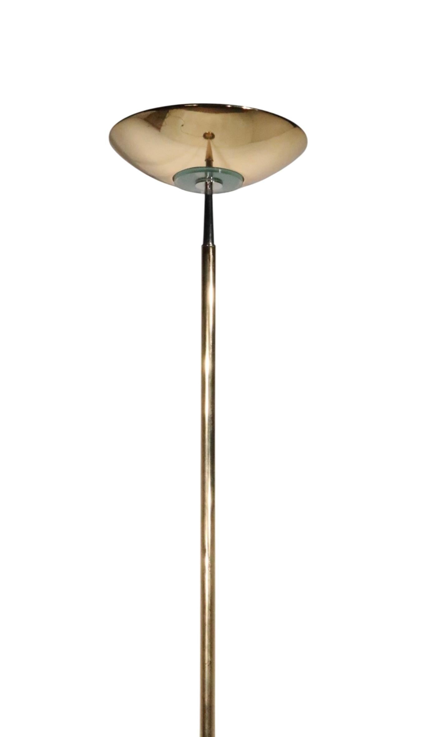 High Style Hollywood Regency Postmodern Brass Halogen Torchiere Made in Italy For Sale 7