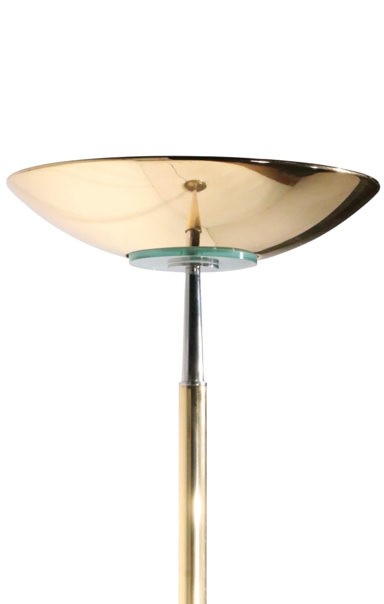 High Style Hollywood Regency Postmodern Brass Halogen Torchiere Made in Italy For Sale 8