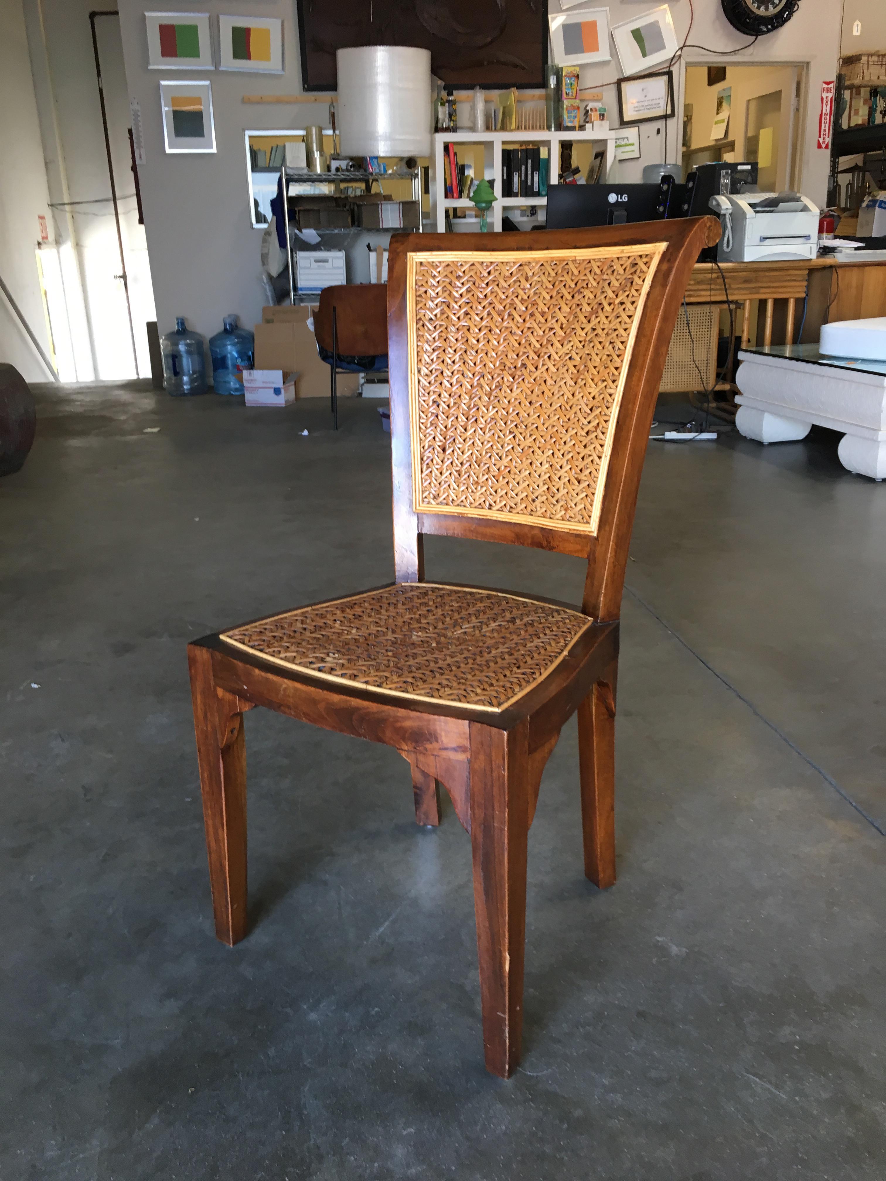 dining chair with wicker seat