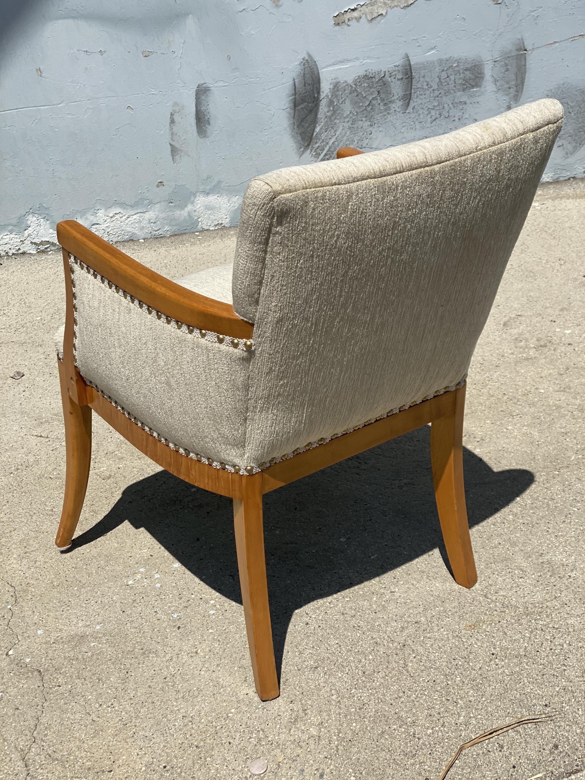 American High Style Mid Century Reading Chair w/ Ottoman by Heywood Wakefield For Sale