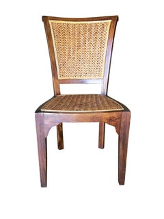 High Style Midcentury Mahogany Dining Chair with Woven Wicker Seat