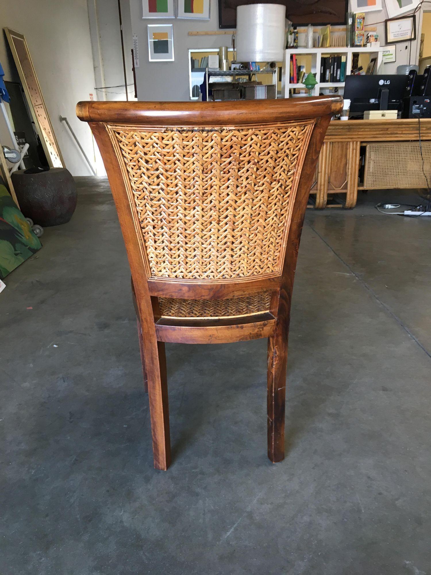 Mid-20th Century High Style Midcentury Mahogany Dining Chair with Woven Wicker Seat For Sale