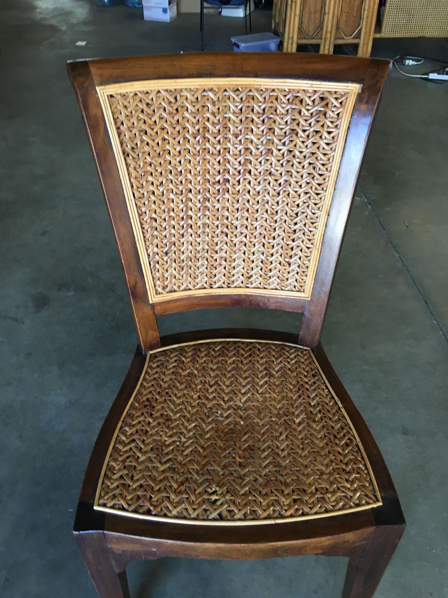 High Style Midcentury Mahogany Dining Chair with Woven Wicker Seat For Sale 1