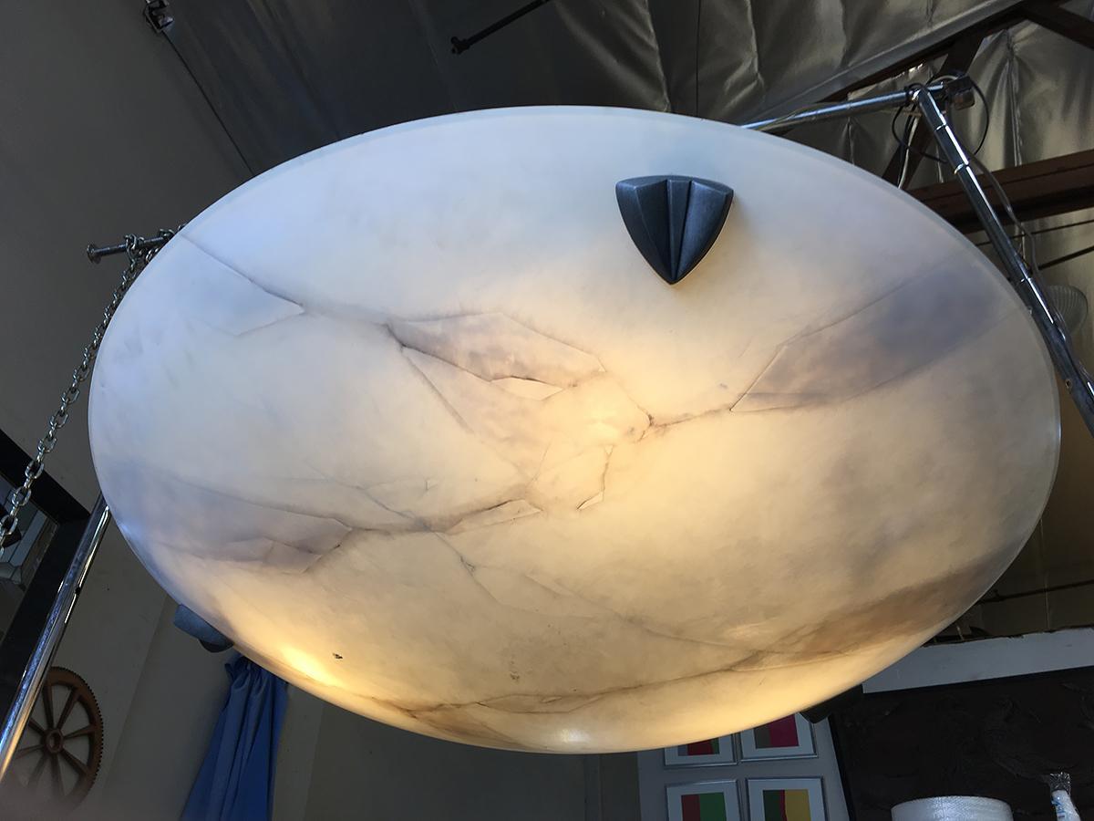 American High Style Modern Faux Alabaster Saucer Chandelier