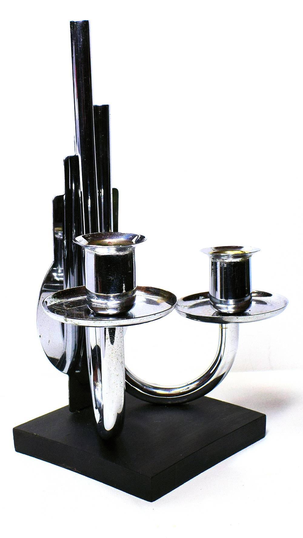 Belgian High Style Modernist Art Deco Candlestick For Sale