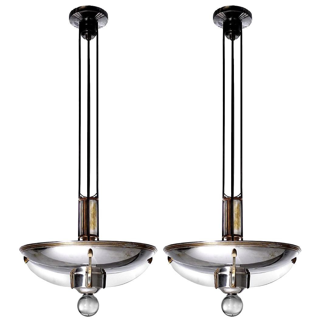 High Style Silver Plated Art Deco Chandeliers