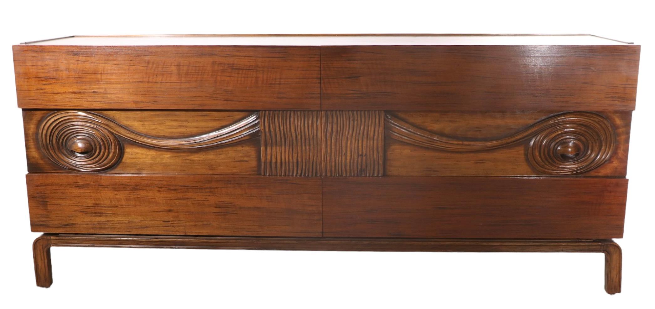 Wood High Style Six Drawers Dresser by Edmond Spence Made in Sweden Ca. 1950's  For Sale
