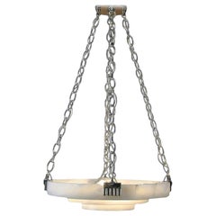 High Style Three-Tier Alabaster Stepped Deco Pendants