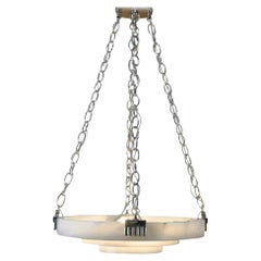 High Style Three-Tier Alabaster Stepped Deco Pendants