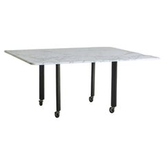 Table haute avec plateau en marbre Calacatta par Joseph D'Urso pour Knoll, années 1990