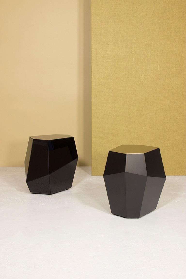 Other High Three Rocks Black and Brass Side Table by InsidherLand For Sale