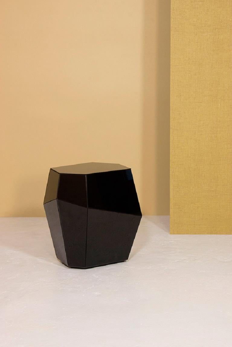 High Three Rocks Black and Brass Side Table by InsidherLand In New Condition For Sale In Geneve, CH