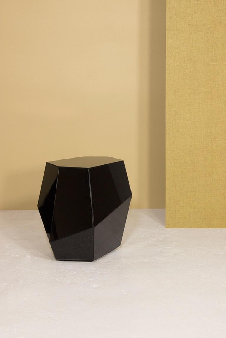 Contemporary High Three Rocks Black and Brass Side Table by InsidherLand For Sale