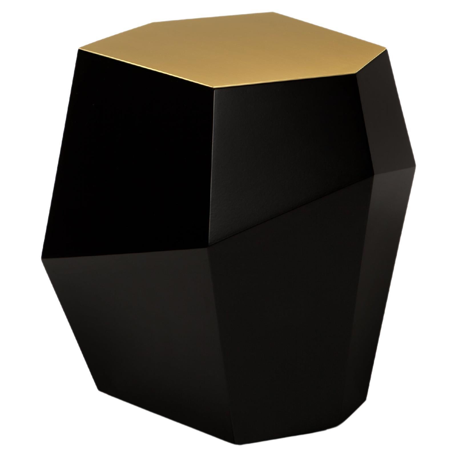 High Three Rocks Black and Brass Side Table by InsidherLand For Sale