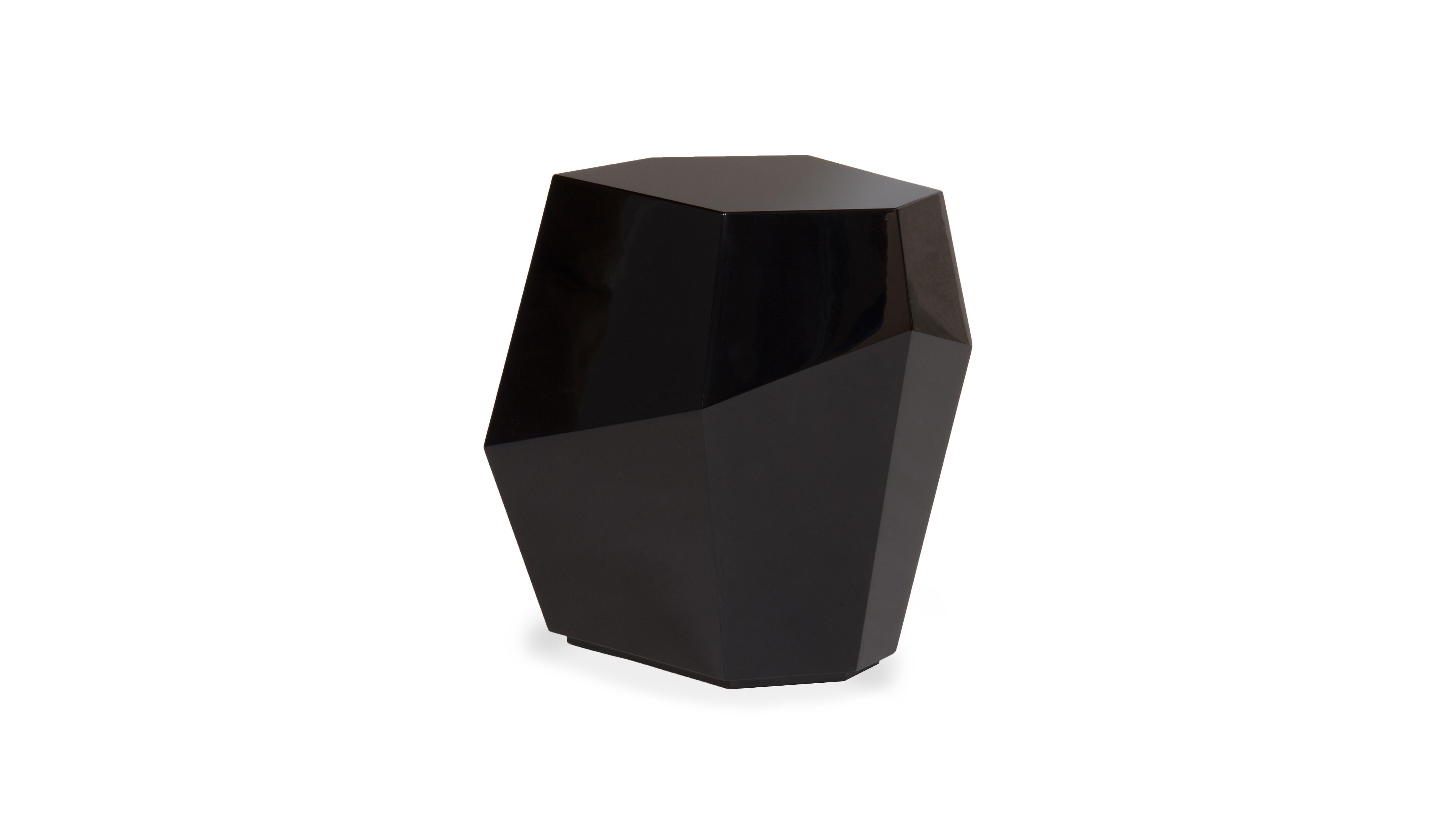 High Three Rocks Black Side Table by InsidherLand
Dimensions: D 40 x W 51 x H 48 cm.
Materials: Black lacquered.
7 kg.
Other materials available.

From The Special Tree, Fallen Leaves on the water reflected the faces of two lovers as mirrors, while