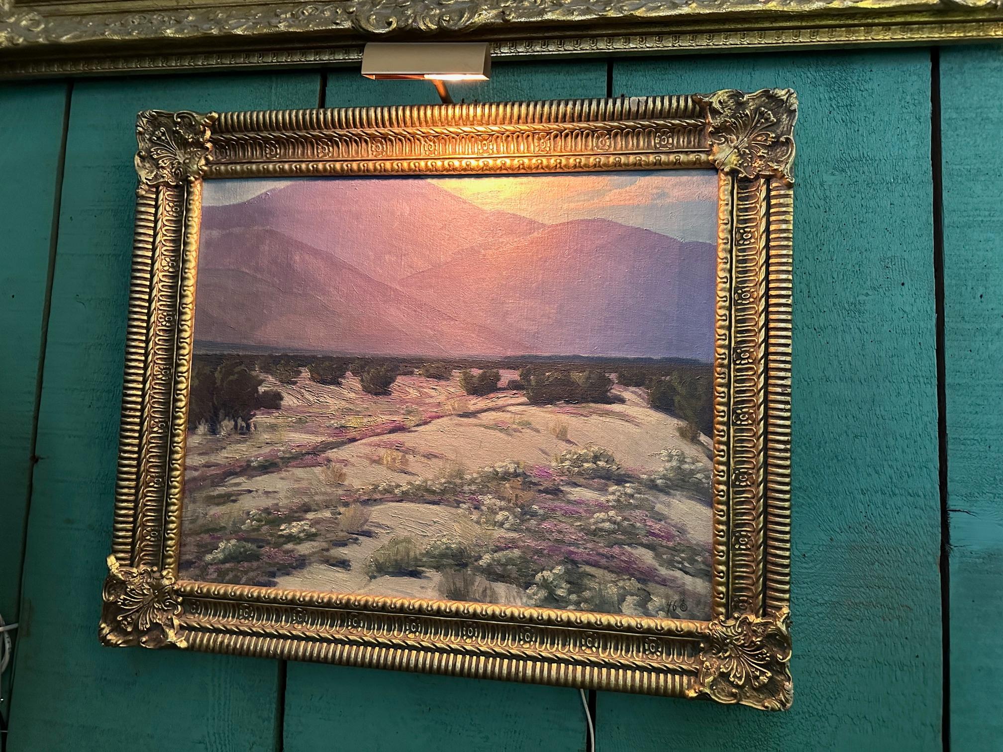 Intagliato a mano Il deserto della California è un'opera d'arte da parete Olio su tela Oggetto decorativo incorniciato in vendita