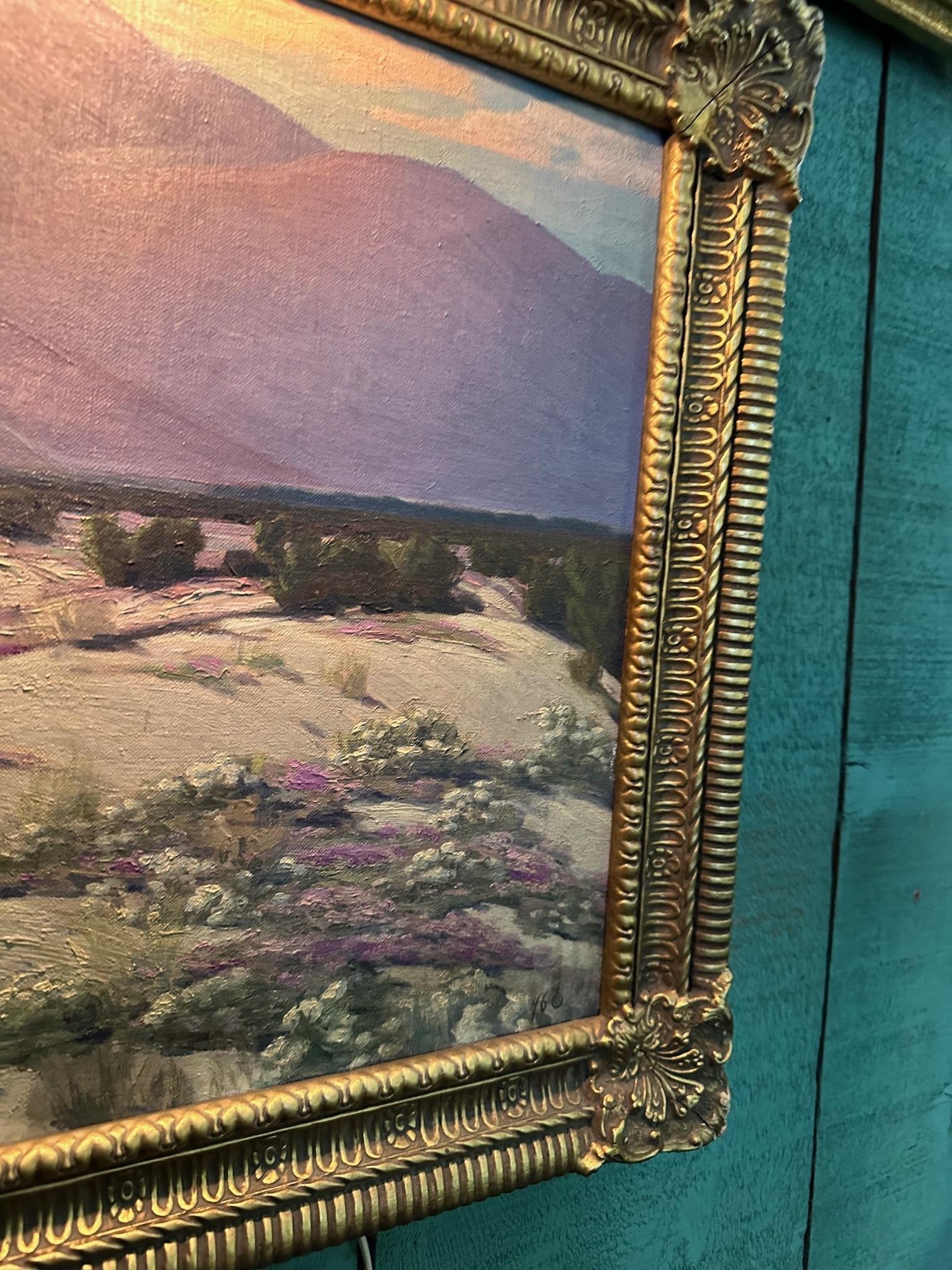 XX secolo Il deserto della California è un'opera d'arte da parete Olio su tela Oggetto decorativo incorniciato in vendita