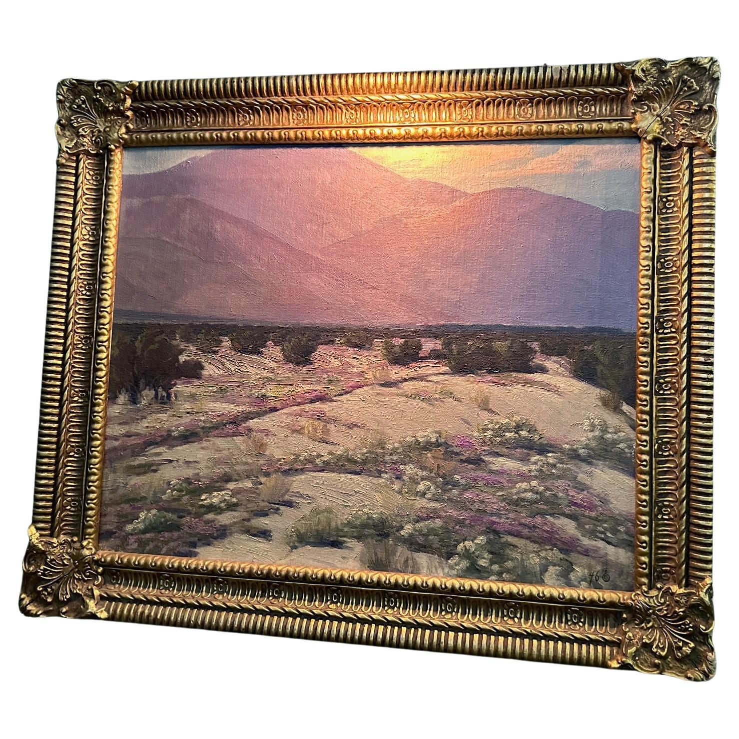 Il deserto della California è un'opera d'arte da parete Olio su tela Oggetto decorativo incorniciato in vendita