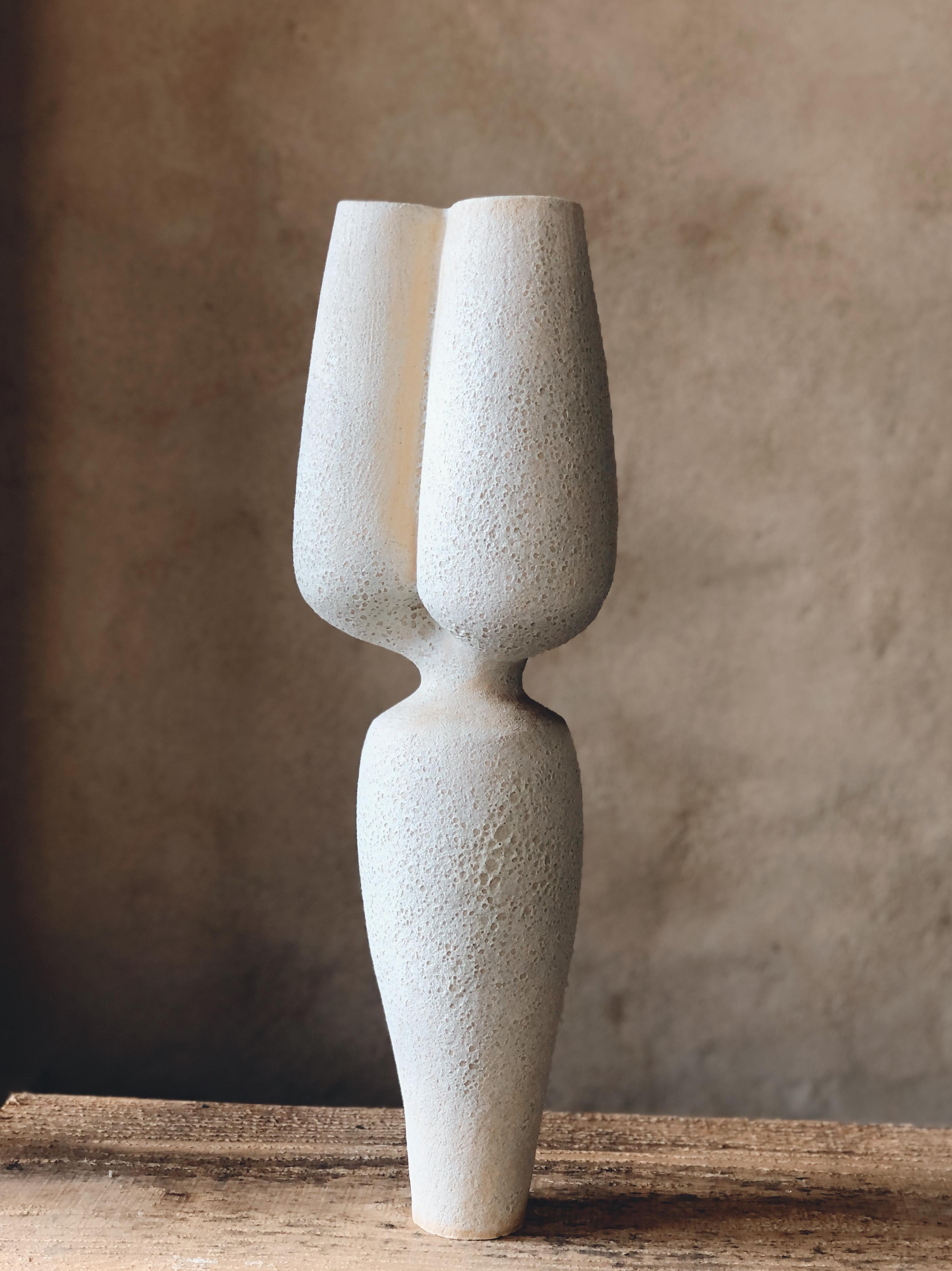 Glazed High Triple Vase by Sophie Vaidie For Sale