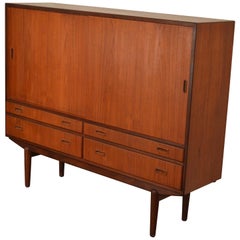 High Two-Tone Teak Sideboard with Drawers