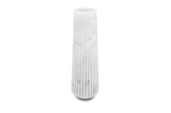 Vaso alto a righe fatto a mano in marmo bianco di Carrara