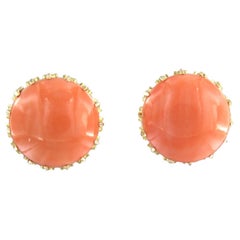 Pendientes de clip de coral en oro amarillo de 14 quilates, Países Bajos, 1870