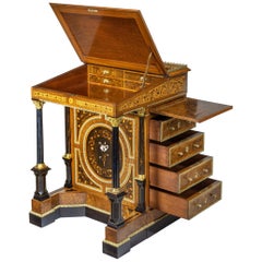 High Victorian Freestanding Burr-Walnut Davenport Desk England, 1870