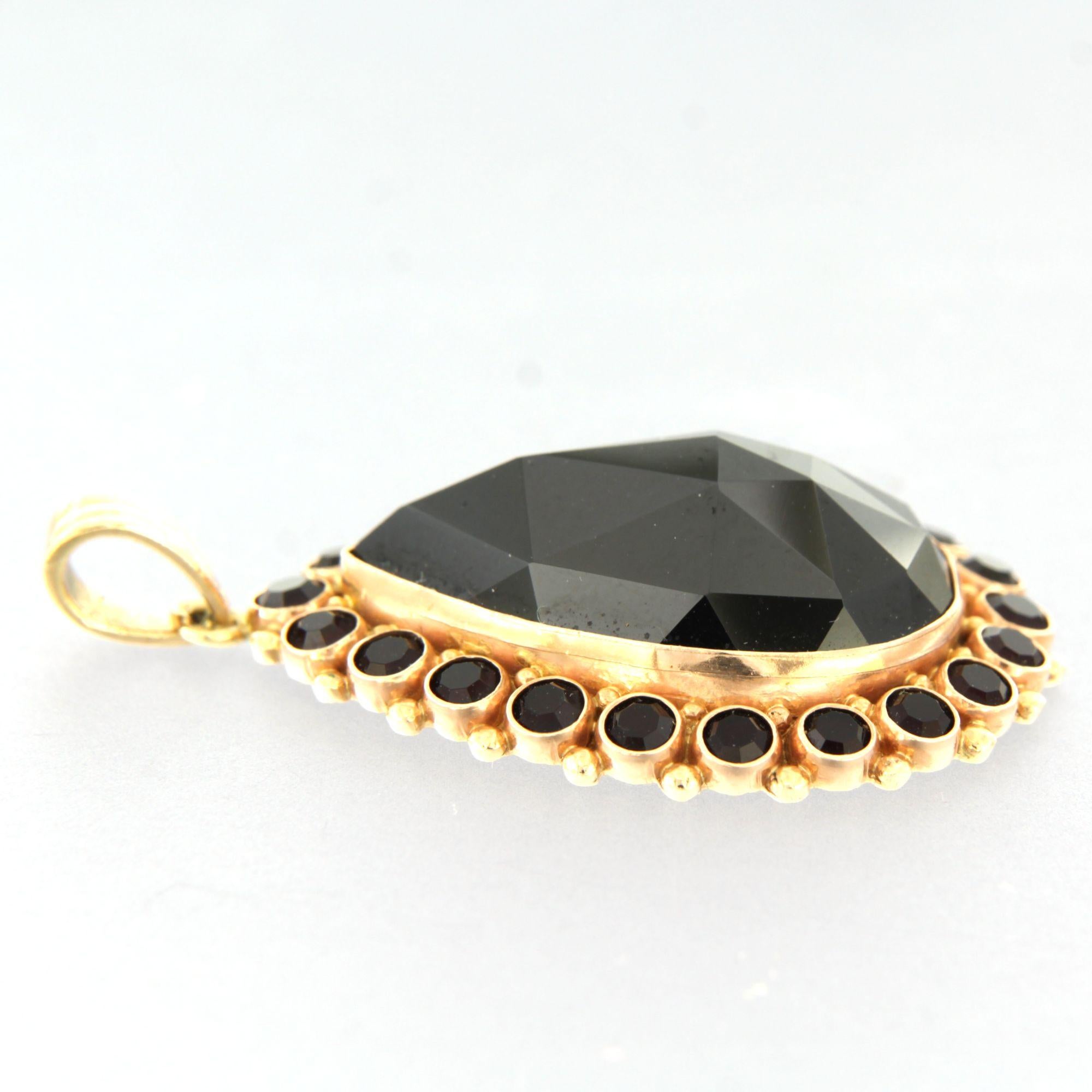Colgante alto victoriano con granate talla rosa Oro de 14k 10,3 gramos Alto victoriano en venta